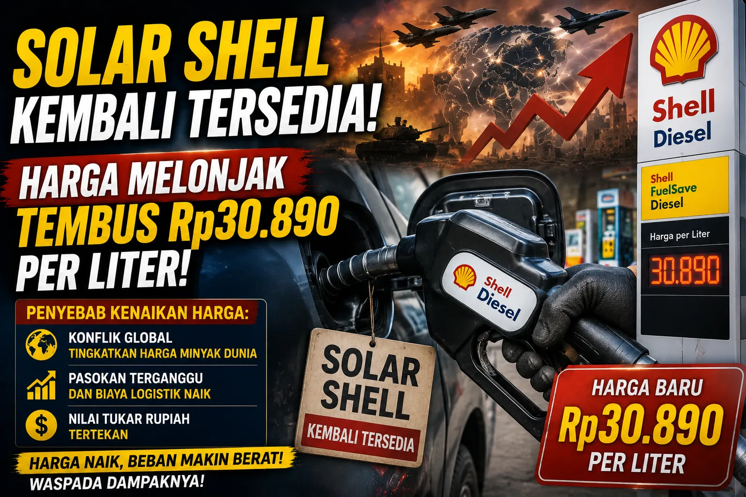 Solar Shell Kembali Tersedia, Harga Melonjak Jadi Rp30.890 per Liter di Tengah Konflik Global