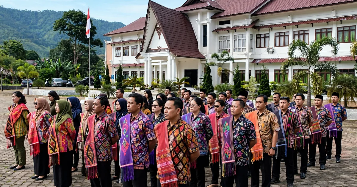ASN Samosir Kompak Berbalut Motif Ulos di Hari Ulos Nasional